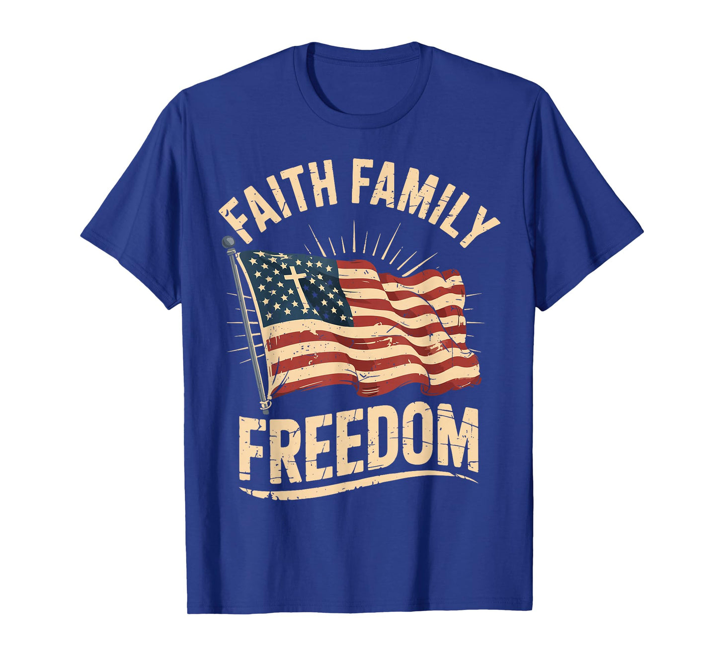 Faith Family Freedom Patriotic Christian USA Flag Men Women T-Shirt