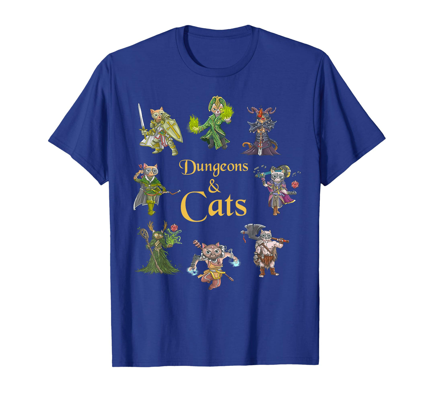 Dungeons And Cats Funny Cute Tabletop Gaming Geek Roleplay T-Shirt