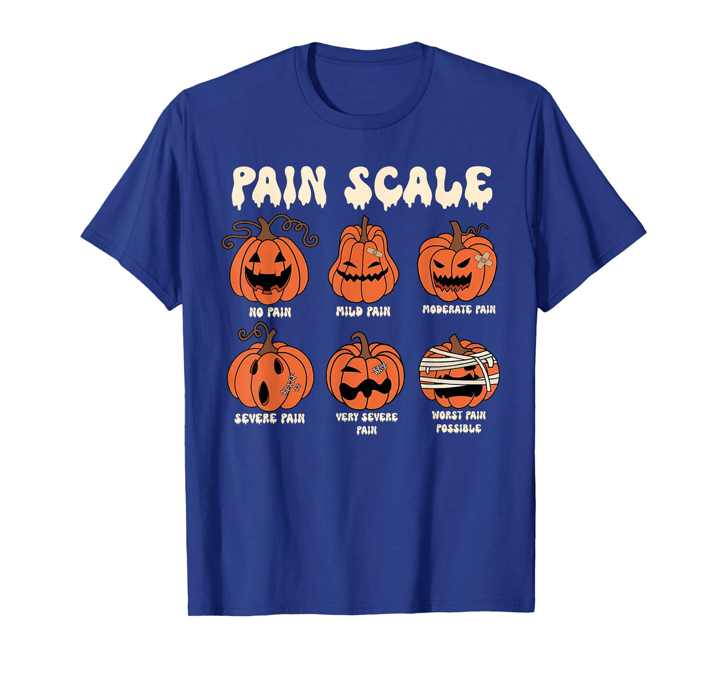 Pain Scale Spooky Pumpkin Fall Halloween Trauma Nurse Triage T-Shirt