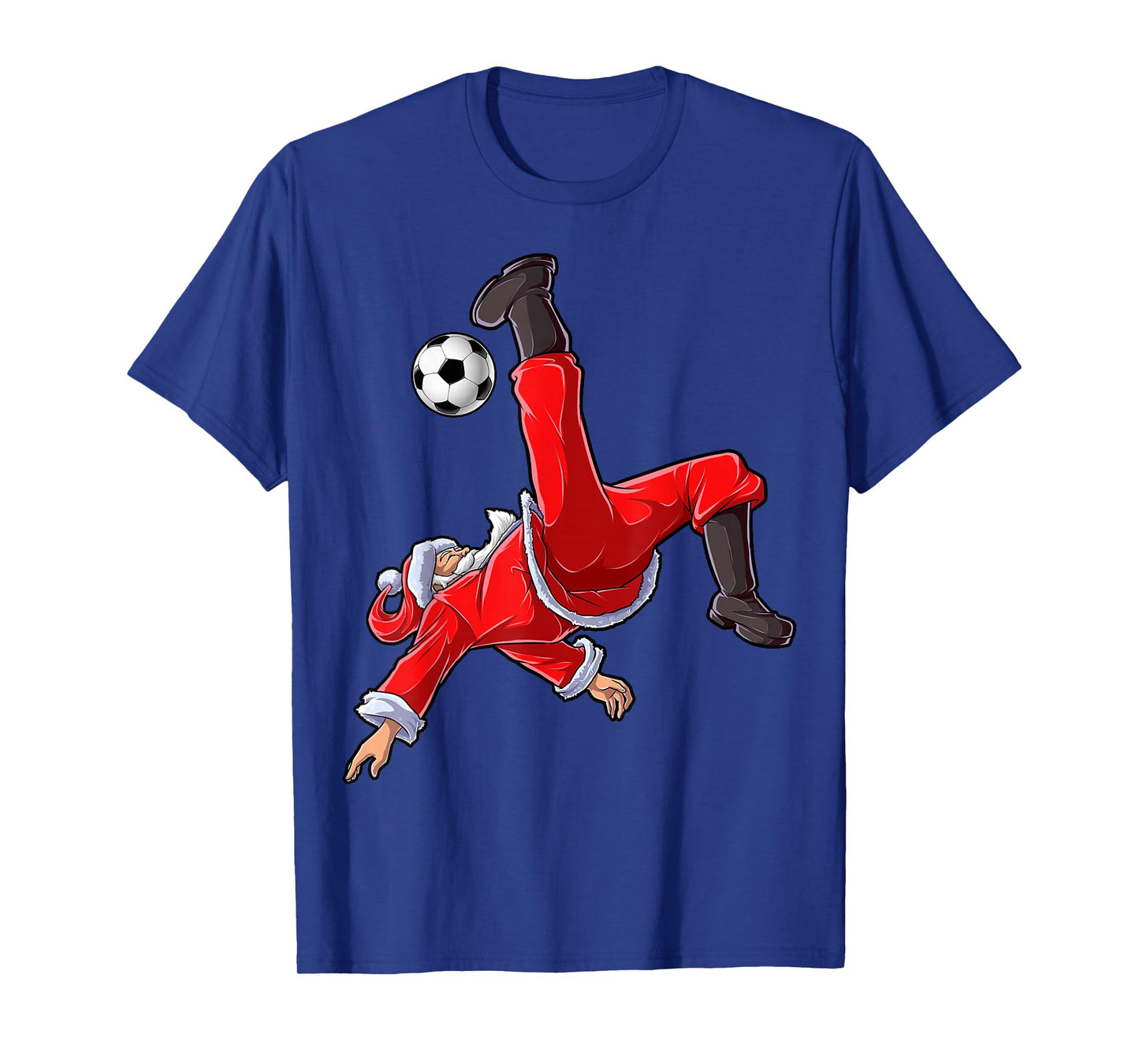 Christmas Santa Soccer Bicycle Kick Xmas Boys Men Ball Sports T-Shirt