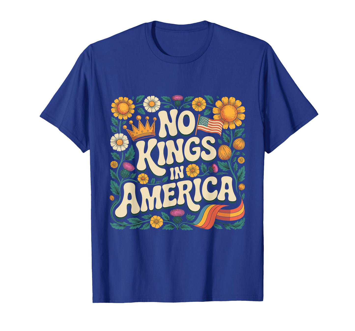 No Kings Retro Patriotic Flower T-Shirt