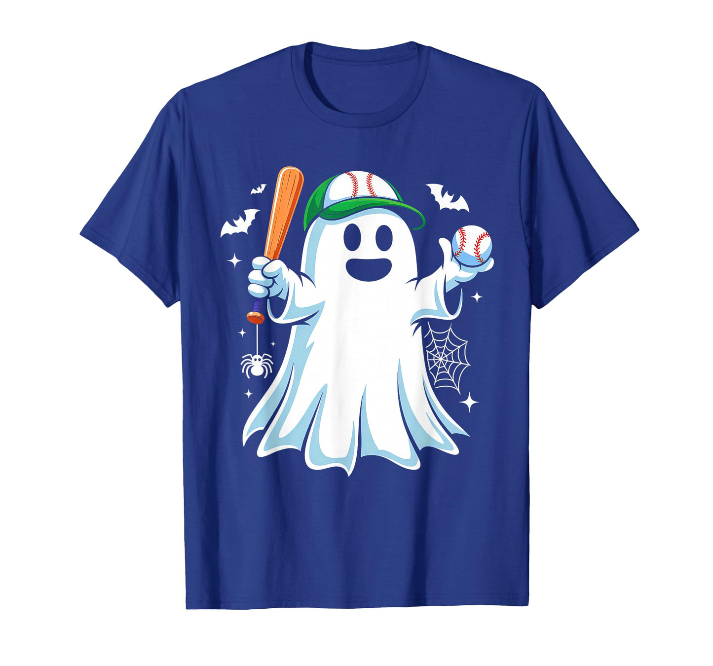 Boo Ghost Playing Baseball Funny Halloween Baseball Costume T-Shirt