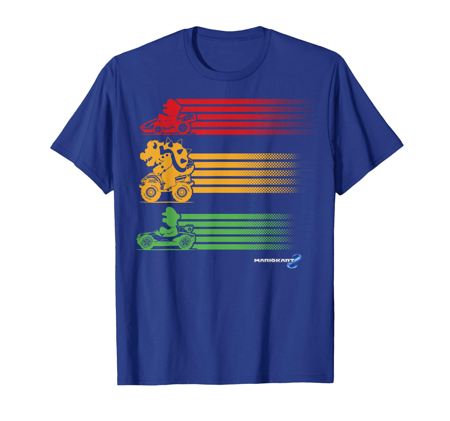 Mario Kart Mario Bowser Yoshi Line Stack T-Shirt