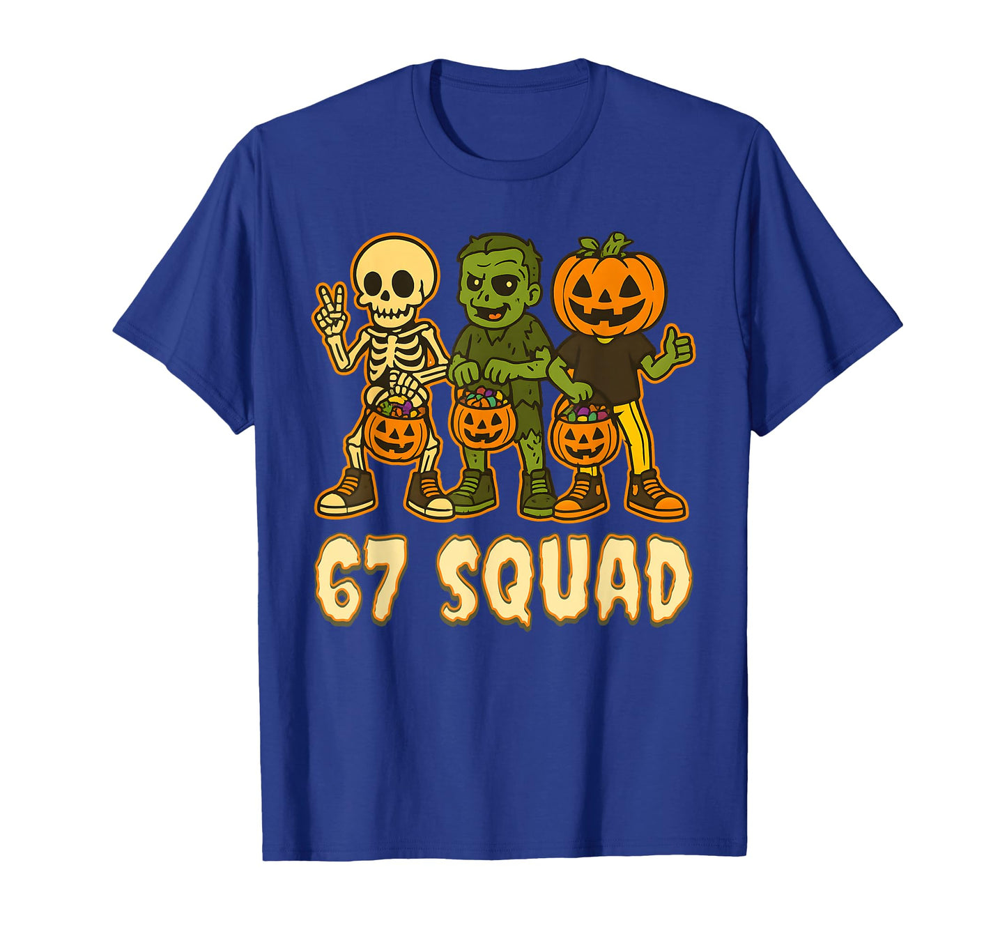 67 Halloween Squad Pumpkin Six Seven Boys Brainrot Meme Kids T-Shirt