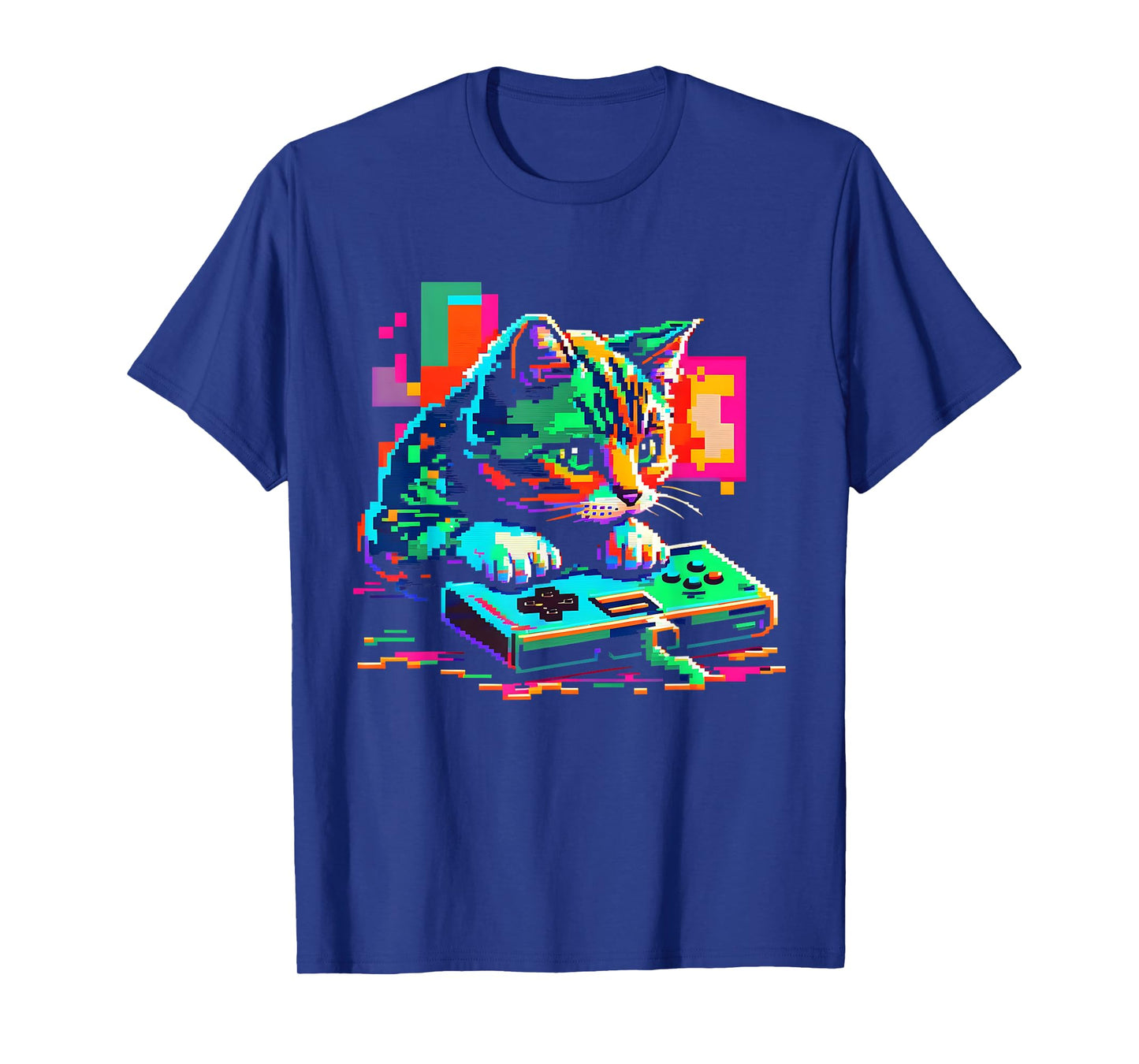 Cat Gaming 8-bit Gaming Cat Pixel Art Gamer Kitten T-Shirt for Men Women Girls Kids