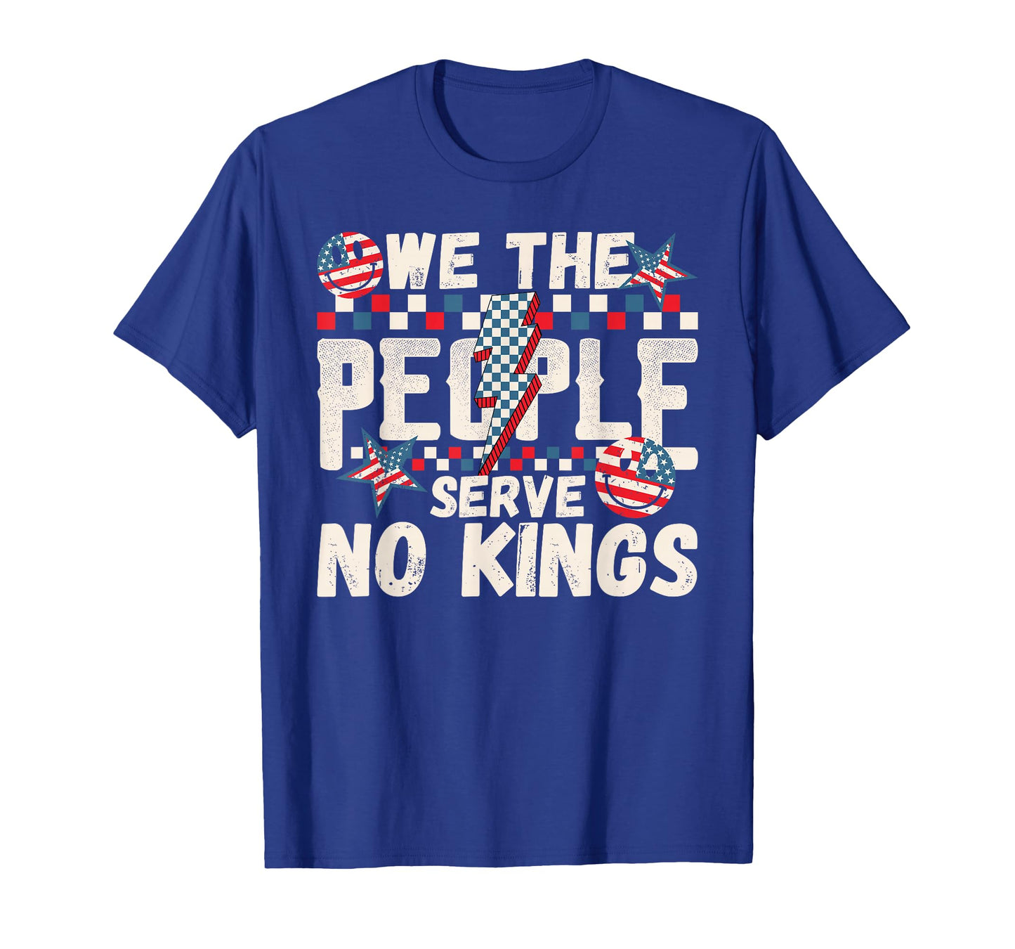 We The People Serve No Kings Checkered Bolt American T-Shirt