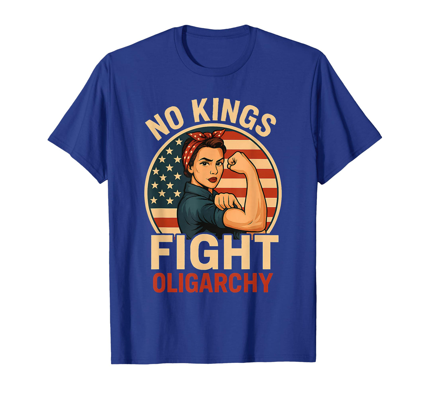 No Kings Womens Retro Patriotic Woman Liberty 4th of July T-Shirt