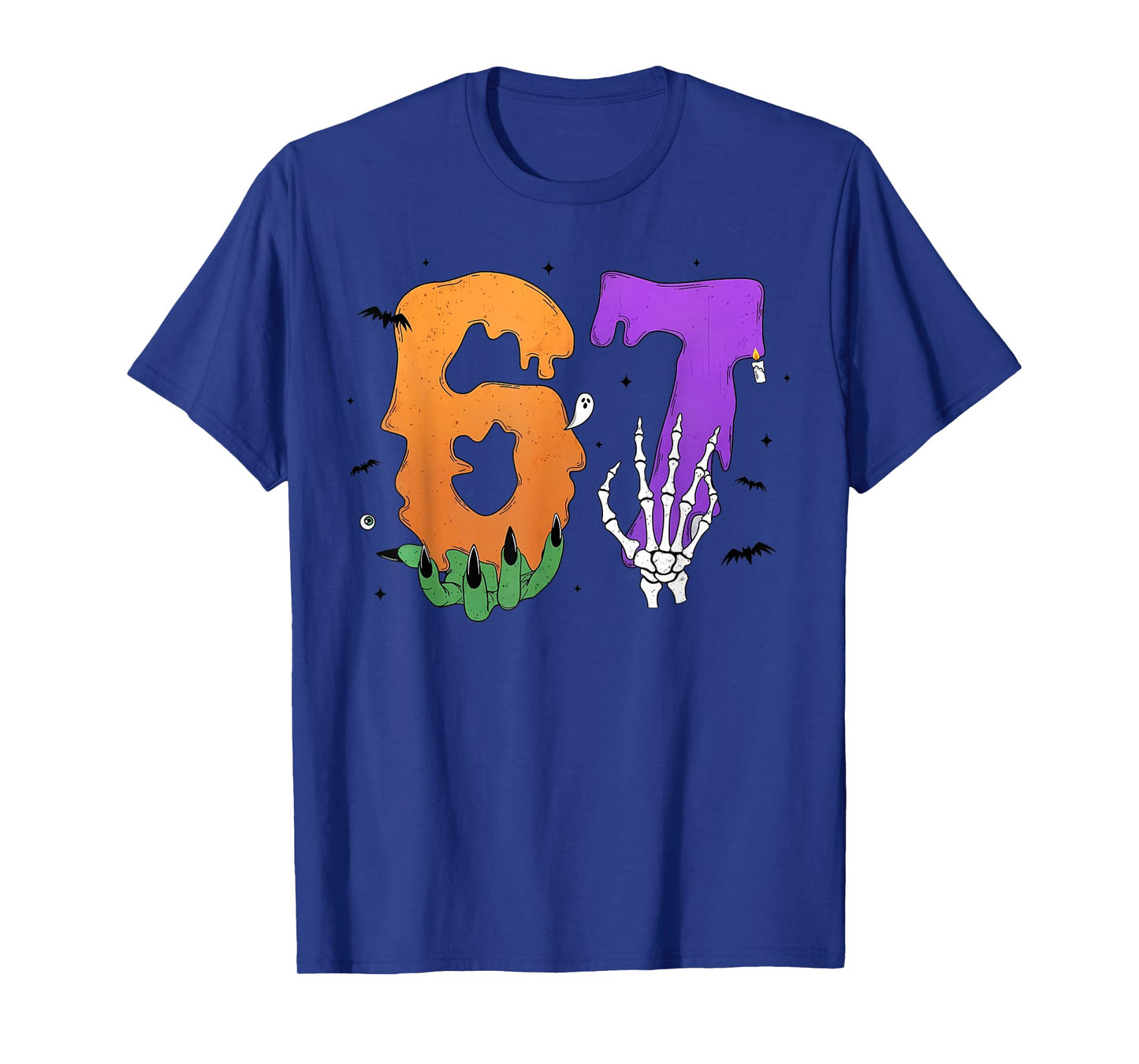 67 Skeleton Monster Hand Sign Meme Halloween Girls Boys Kids T-Shirt