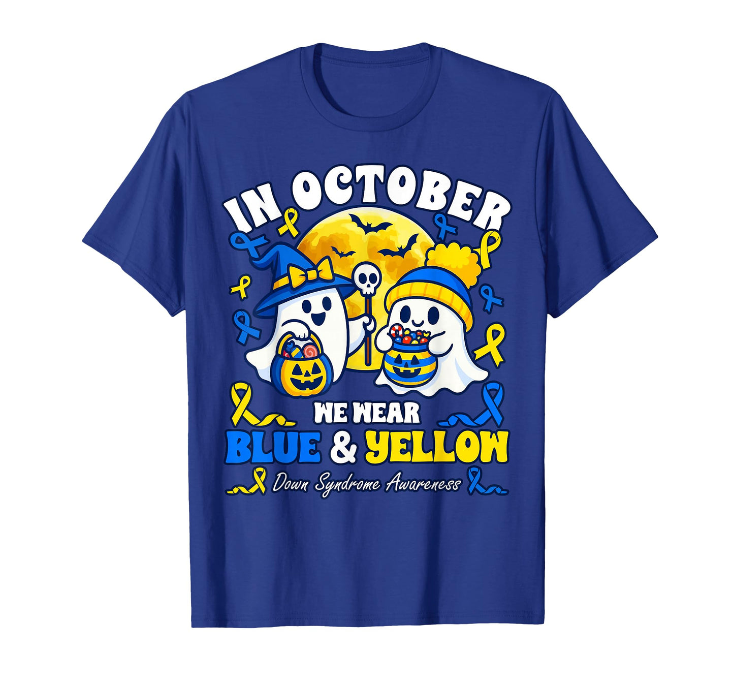 in October We Wear Blue & Yellow Down Syndrome Awareness T-Shirt