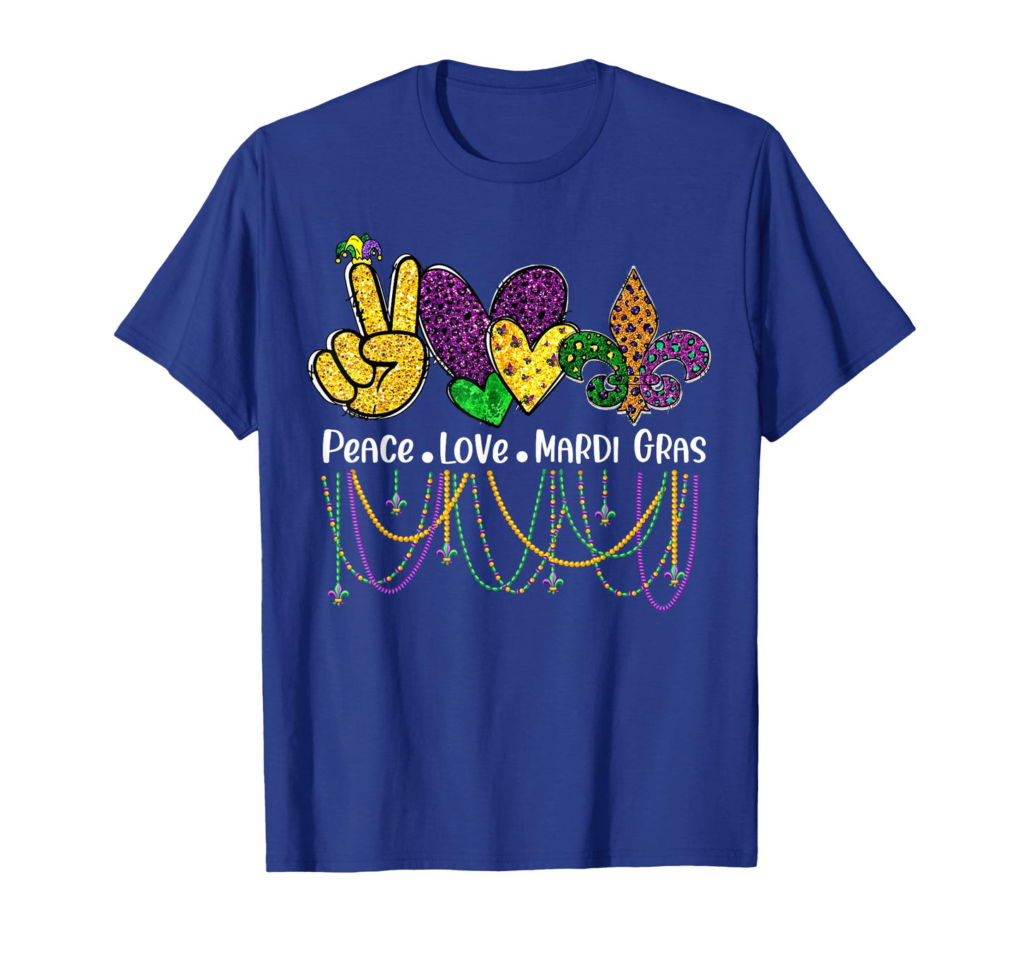 Peace Love Mardi Gras Beads for women Carnival Parade T-Shirt