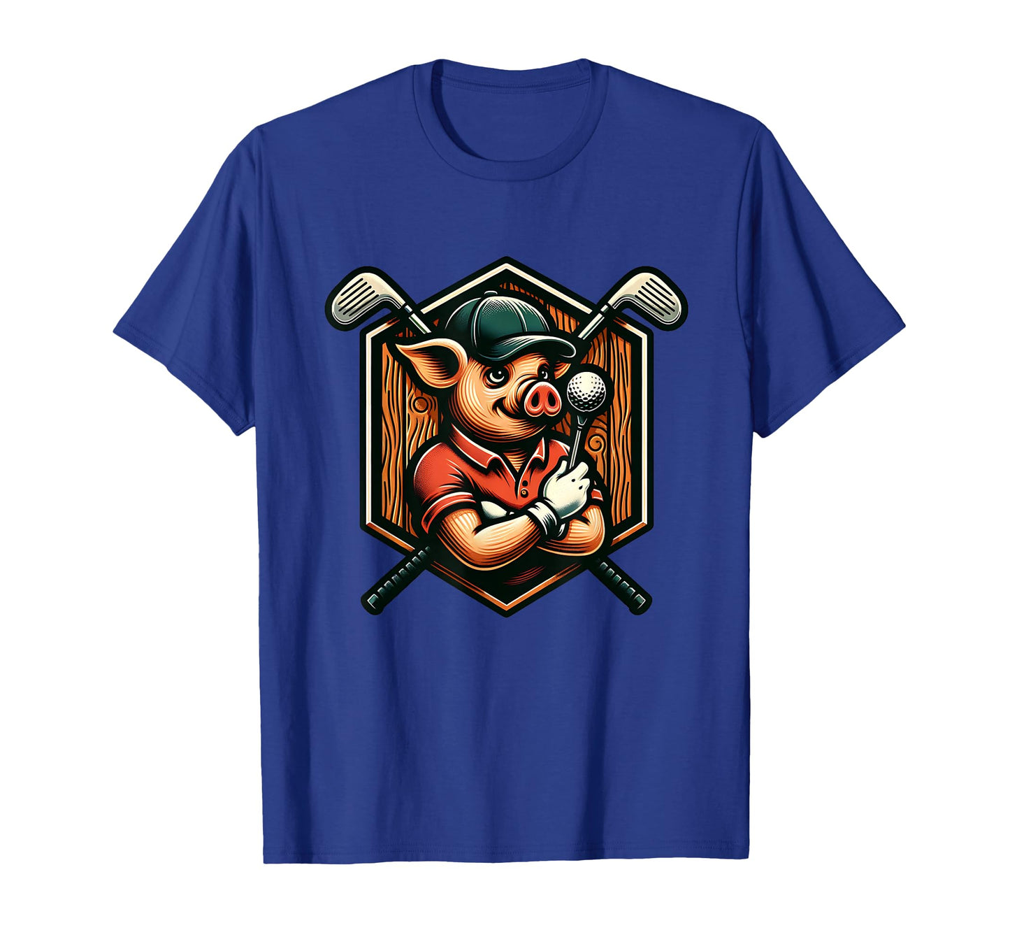 Funny Pig Golfer Swinging Clubs On Course T-Shirt
