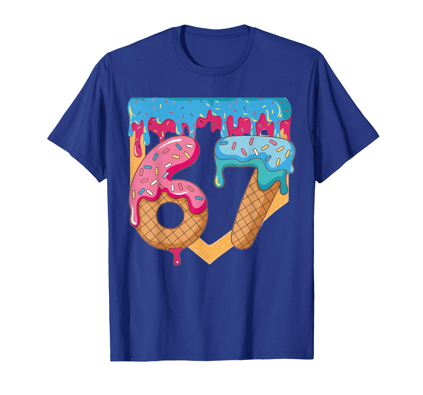 67 Ice Cream Drip Meme Six Seven Gen Alpha Slang T-Shirt