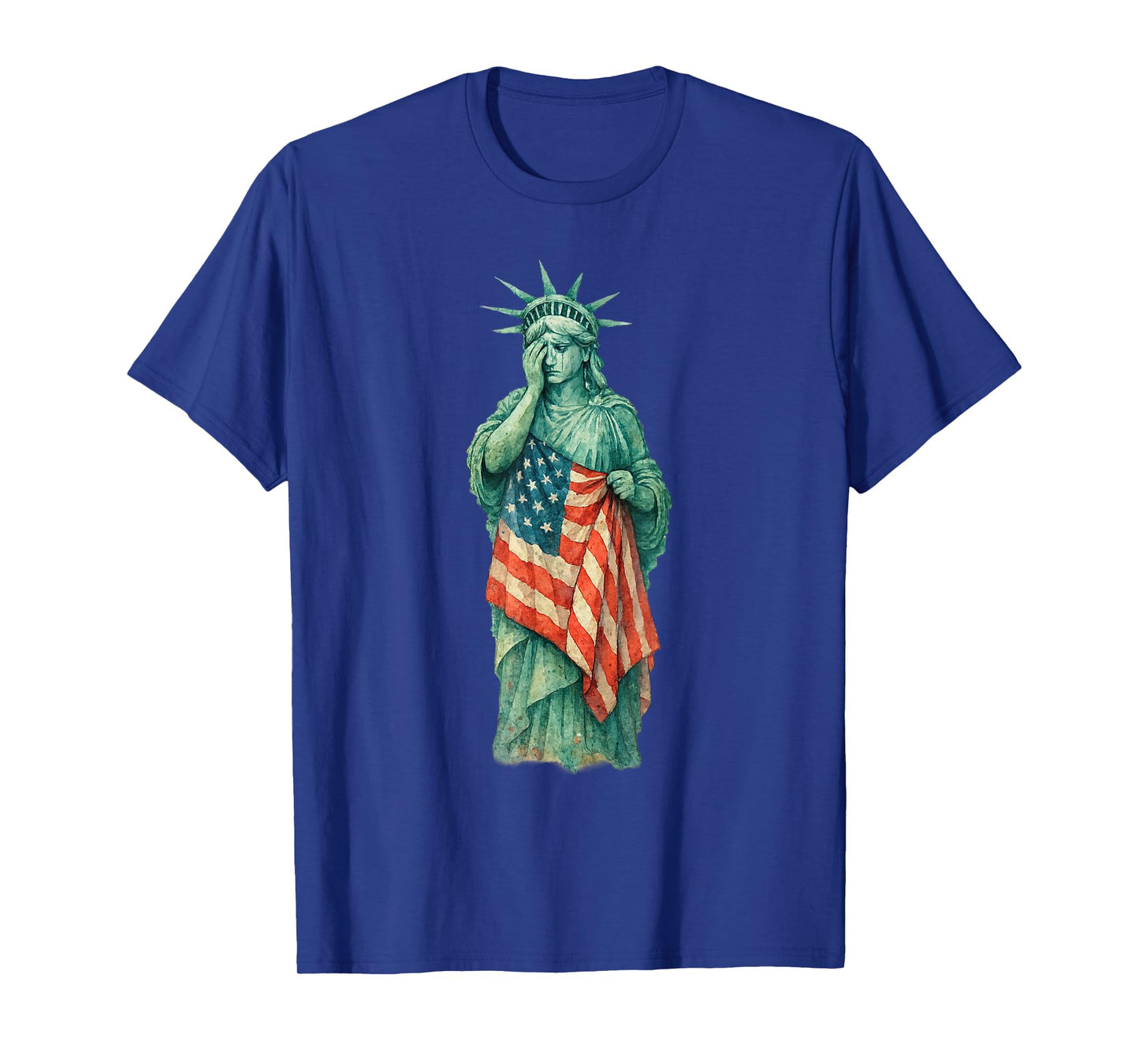 Statue of Liberty Crying Sad USA Flag Patriotic No Kings T-Shirt