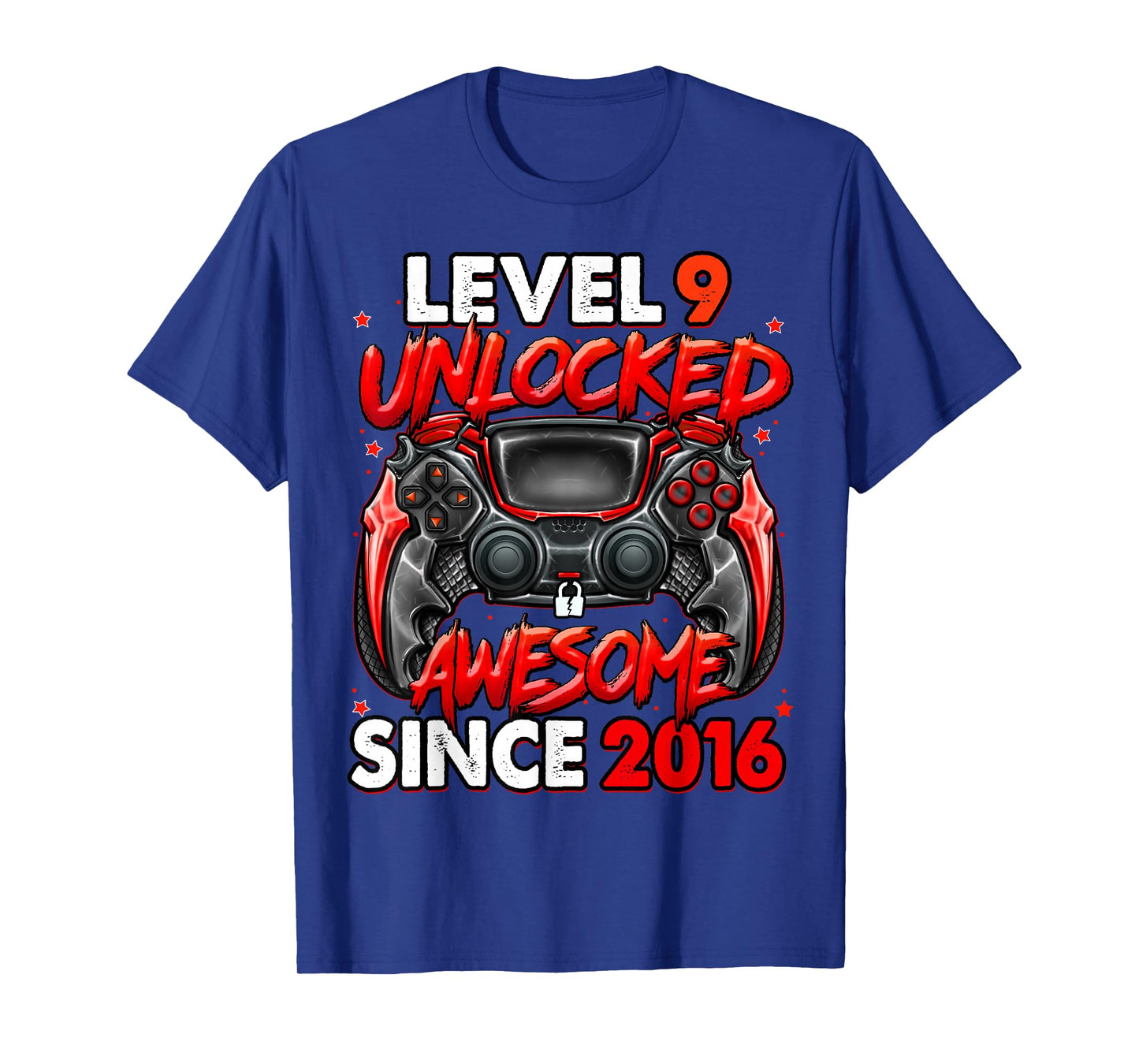 Level 9 Unlocked Awesome Since 2016 9th Birthday Gaming T-Shirt