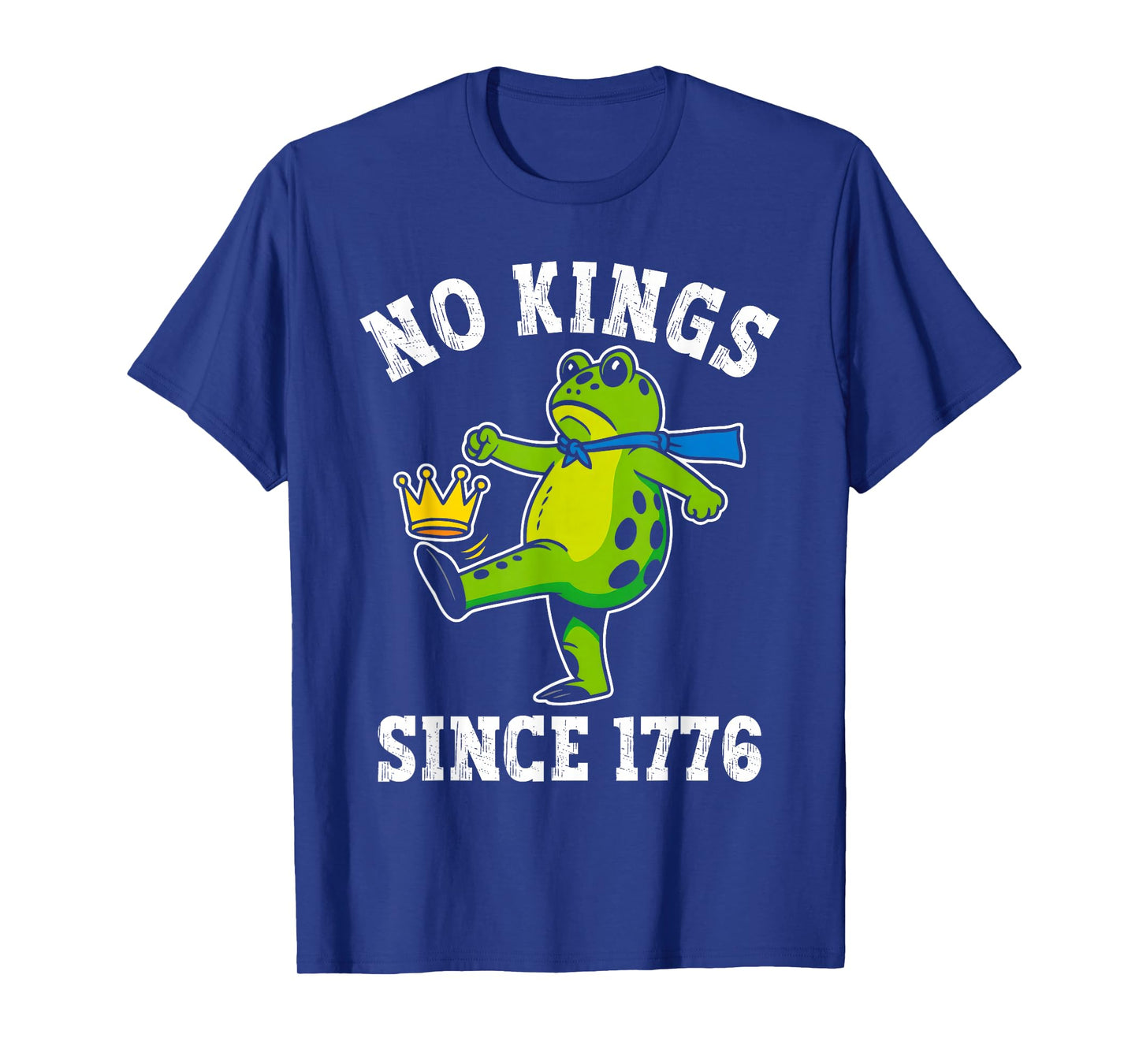 No Kings Since 1776 Portland Frog Kicking Crown Retro T-Shirt