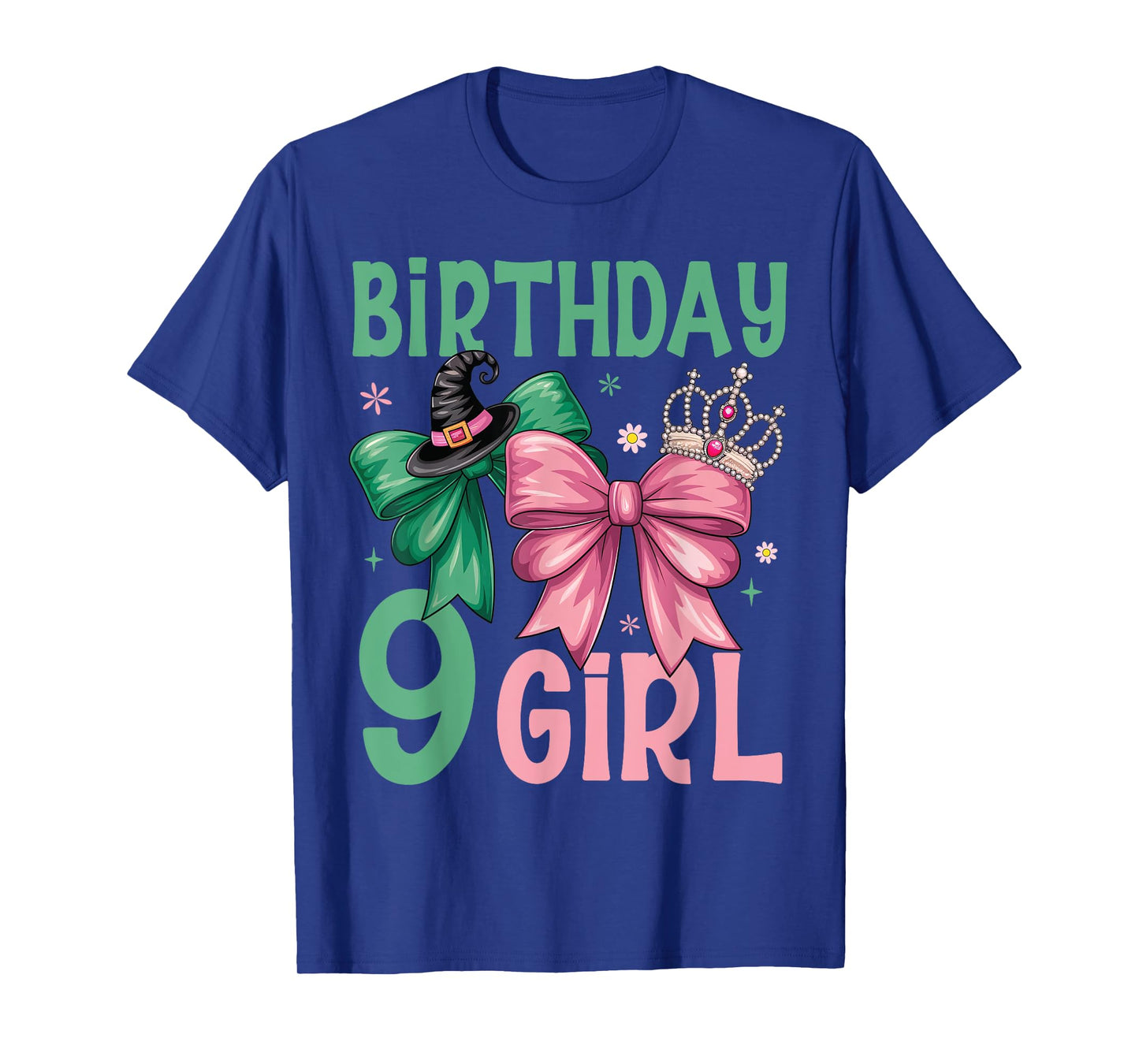 9th Birthday Witch Pink And Green 9 Year Old Birthday Girl T-Shirt