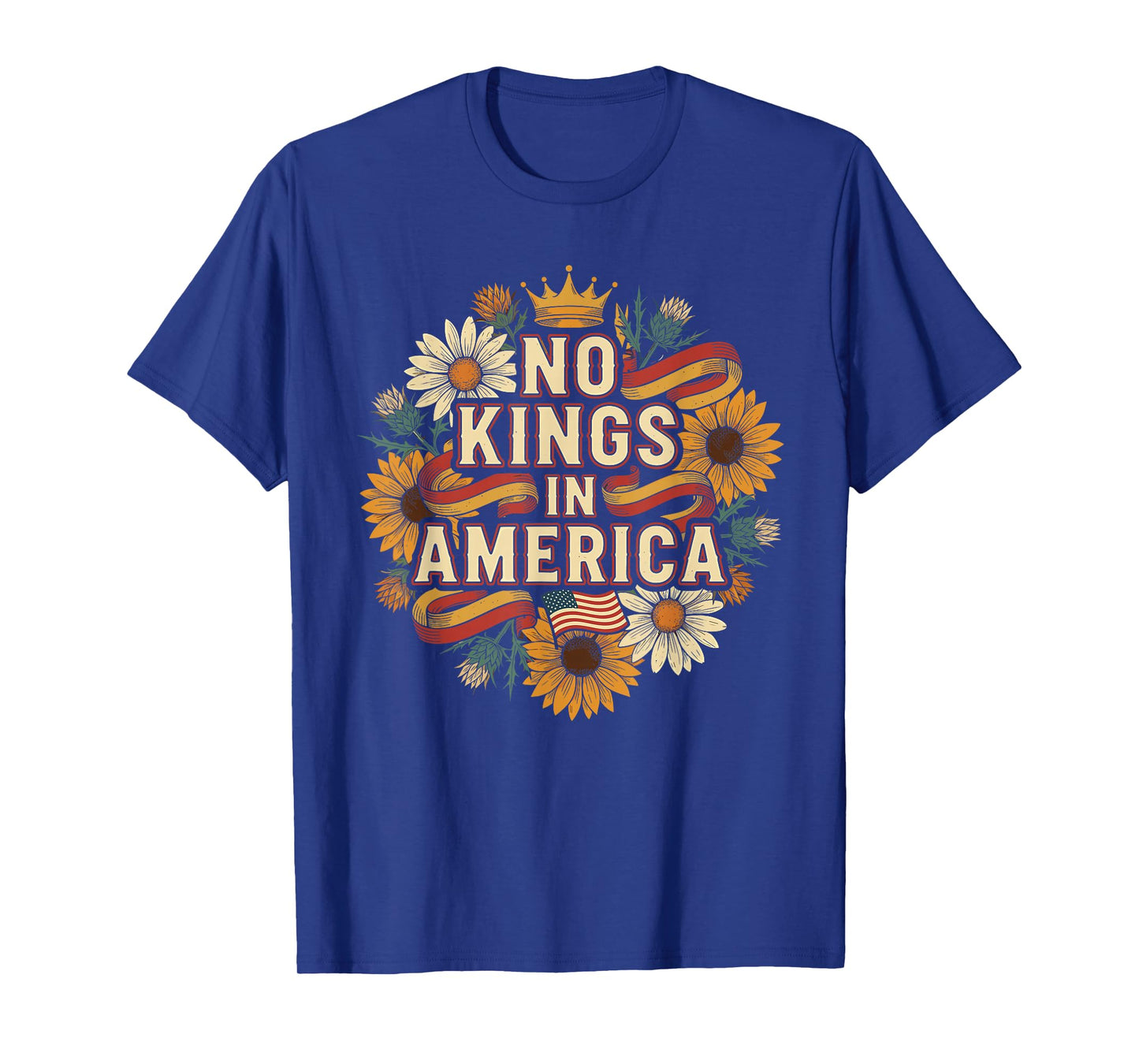 No Kings in America Bold Revolution Quote T-Shirt