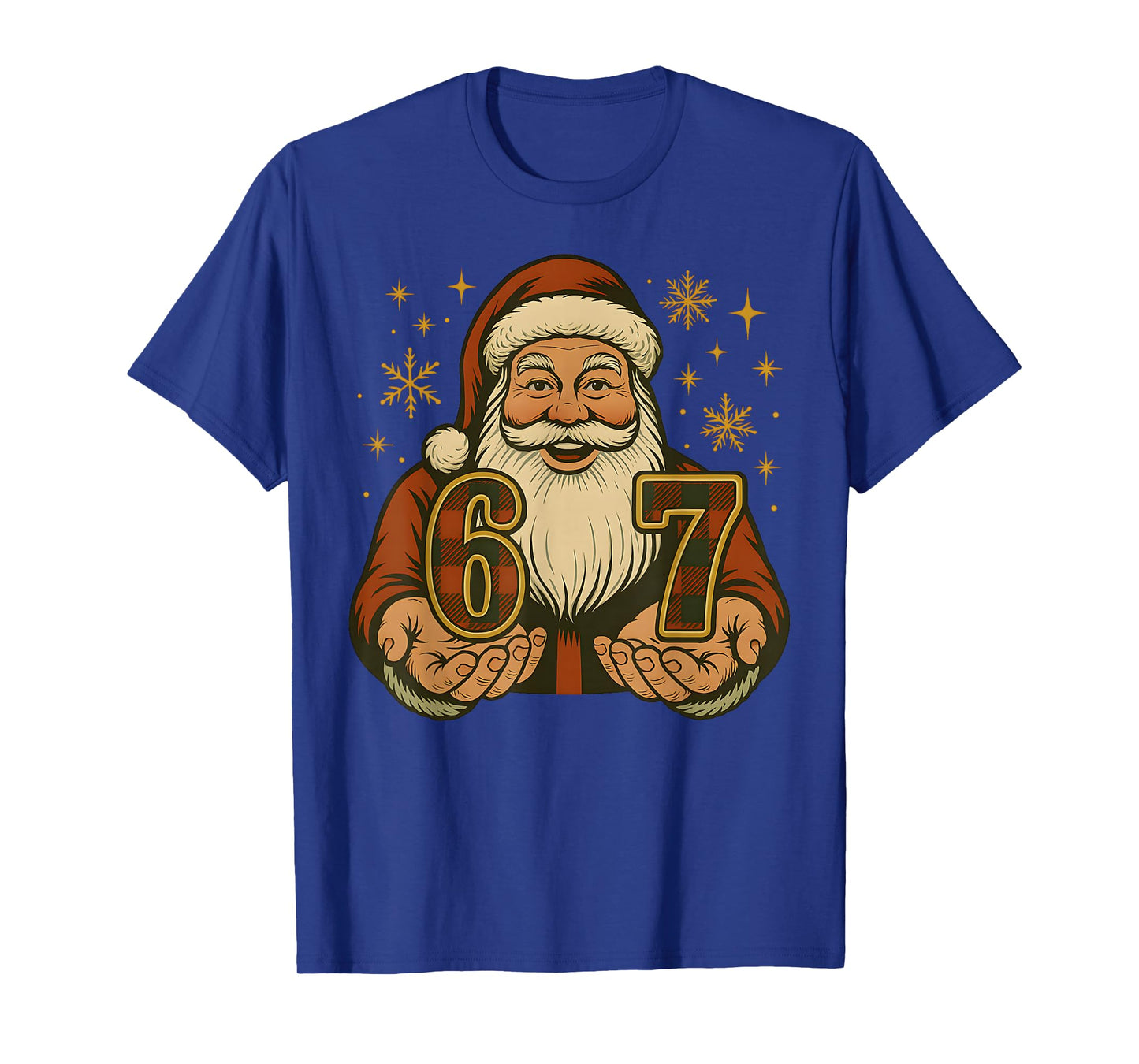 Funny 67 Christmas Santa Claus Hands Six Seven Meme Numbers T-Shirt