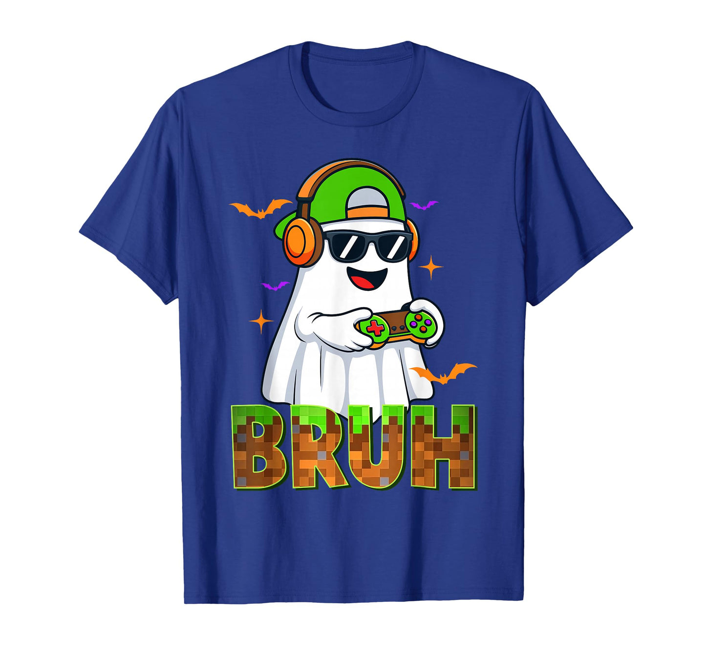 Bruh Halloween Meme Ghost Gamer Pixel Men Kids Boy Gaming T-Shirt