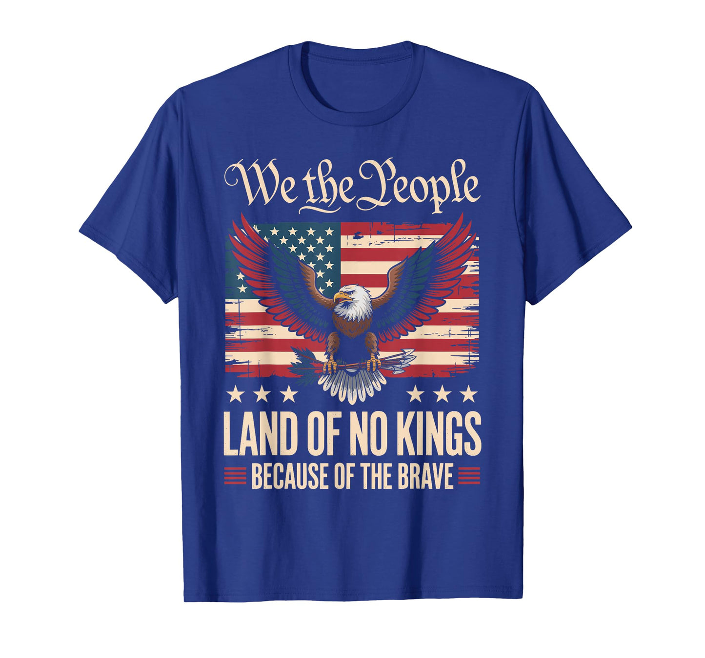 Land of No Kings Patriotic Eagle Vintage Flag No Kings Day T-Shirt