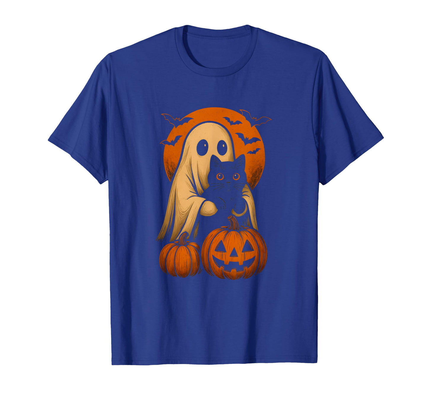 Cute Ghost and Cat with Pumpkin for Halloween Costume Party T-Shirt