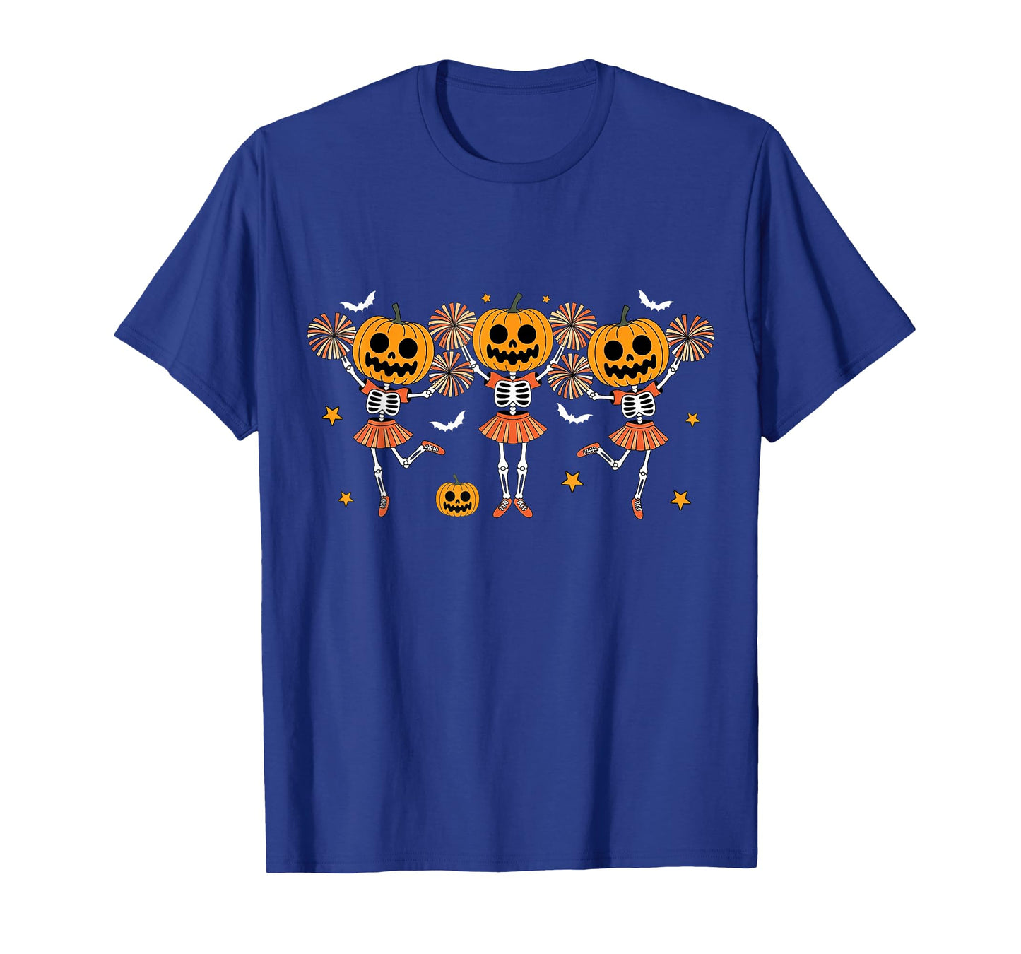 Cheer Girl Pumpkin Skeleton Halloween Girls Kids Cheerleader T-Shirt