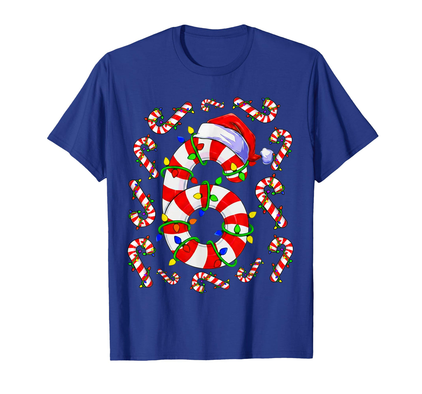 Fun Six Seven 6 7 Meme Design Couples Christmas Candy Cane T-Shirt