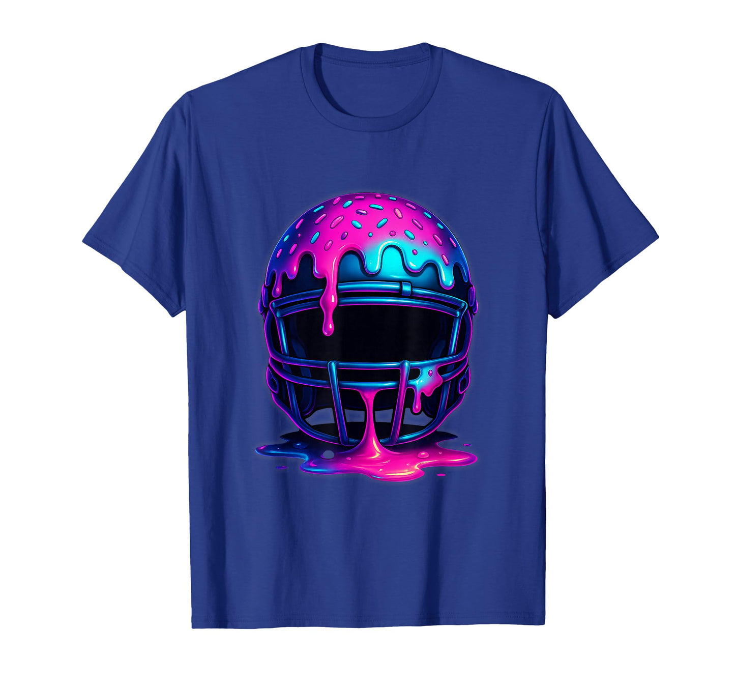 Football Drip Ice Cream Sprinkles for Lineman WR QB RB Men T-Shirt