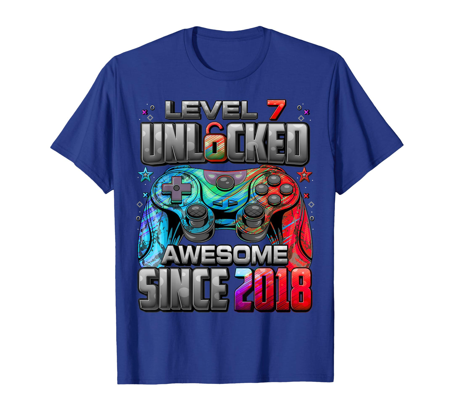 Level 7 Unlocked Awesome Since 2018 7th Birthday Gaming T-Shirt