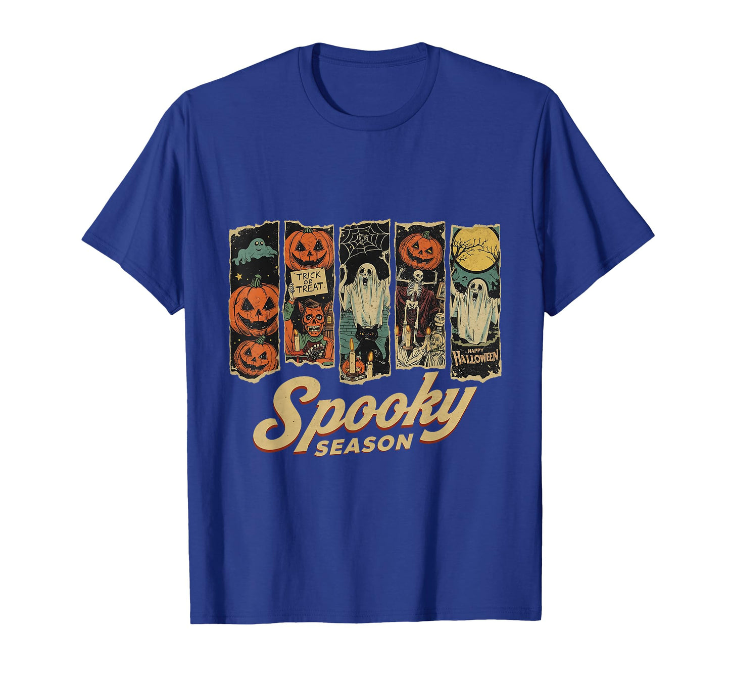 Spooky Season Haunted Street Halloween Night Scene T-Shirt