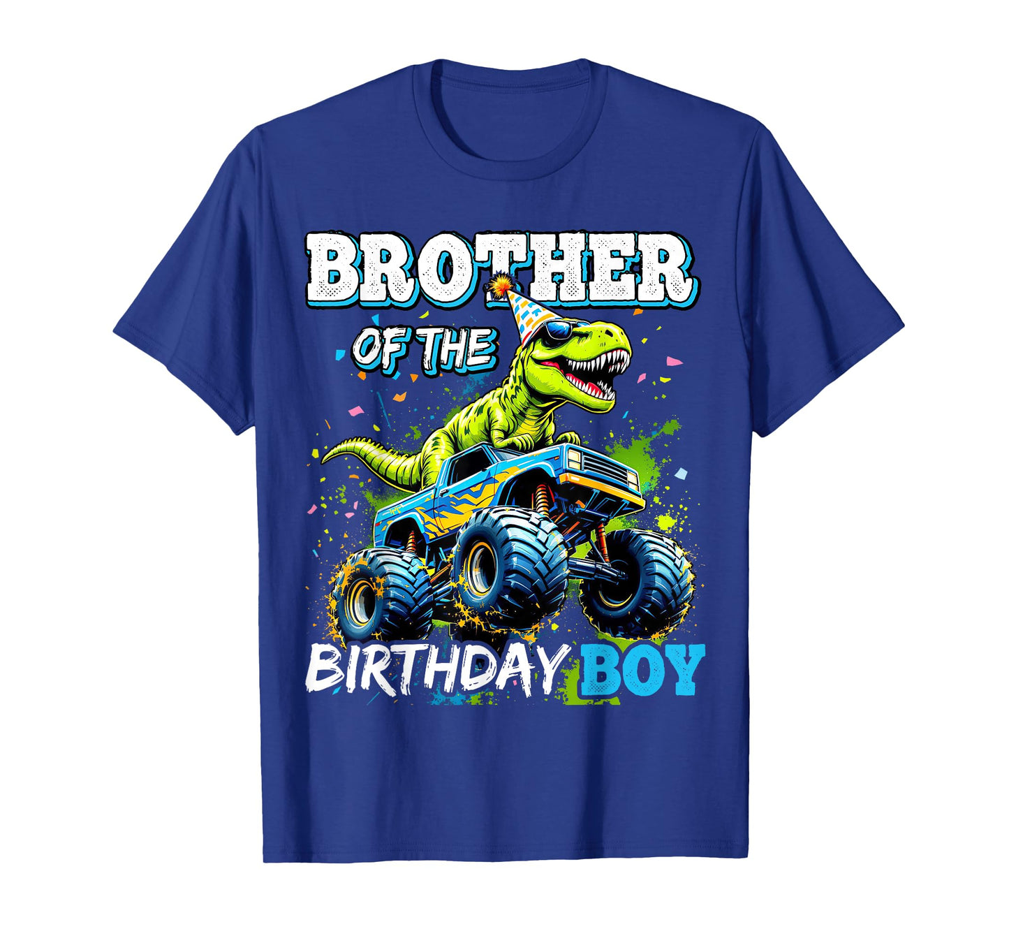 Brother of the Birthday Boy Monster Truck Dinosaur Party T-Shirt