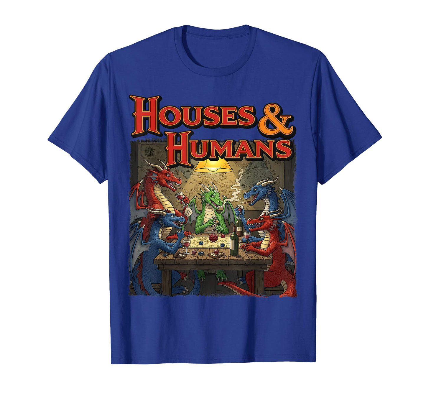 Gaming Houses Humans Funny Rpg Parody Gamer Men Boys Kids T-Shirt