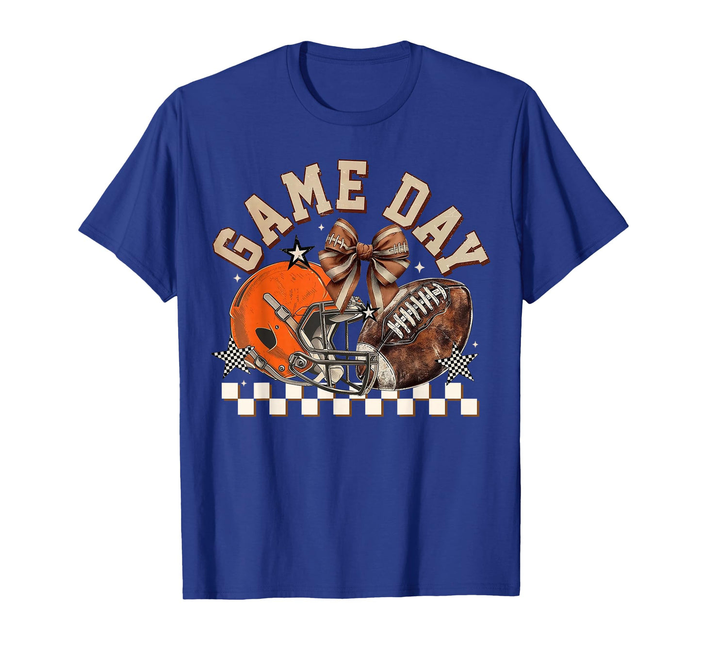 Vintage Football Mom Orange Coquette Bow Game Day Women Girl T-Shirt