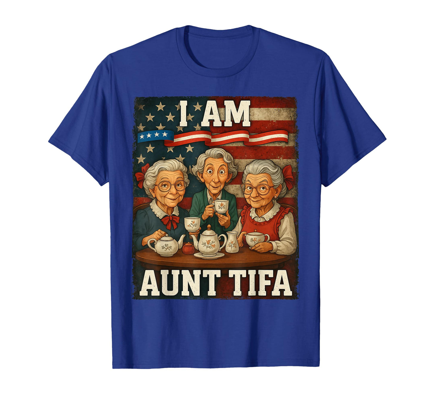 HUGvyn Aunt Tifa American Flag Funny I Am Aunt Tifa American T-Shirt