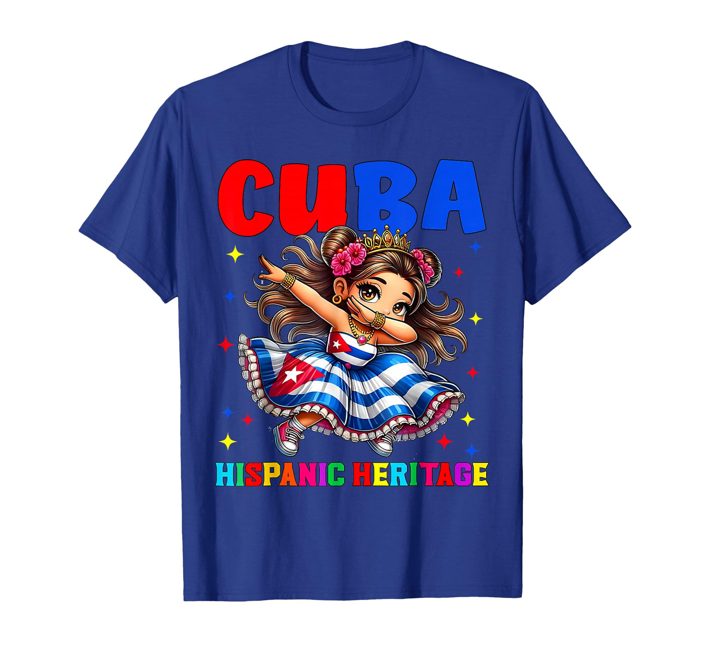 Hispanic Heritage Month Cuban Flag Cuba Dabbing Girls Kids T-Shirt
