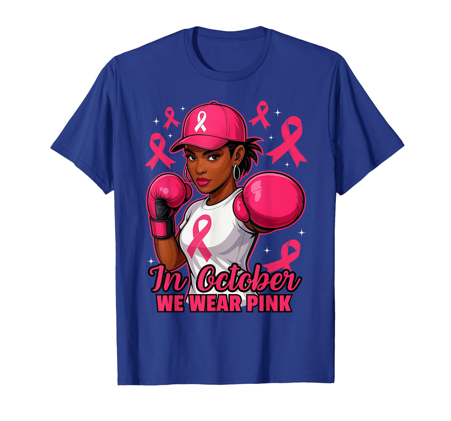 African American Women in October We Wear Pink Breast Cancer T-Shirt