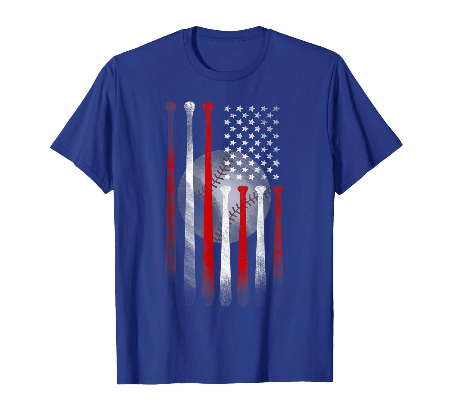 Vintage Baseball American Flag T-Shirt, Classic Fit Black Tee for Dad and Mom