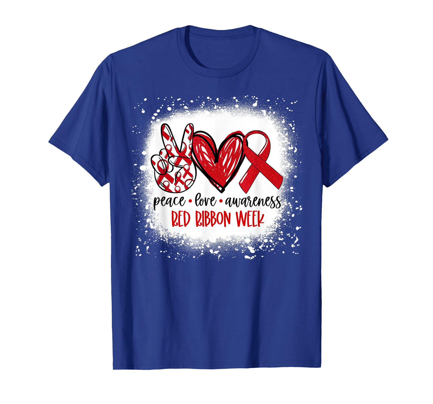 Peace Love Awareness Red Ribbon Week Drug Free Anti-Drug T-Shirt