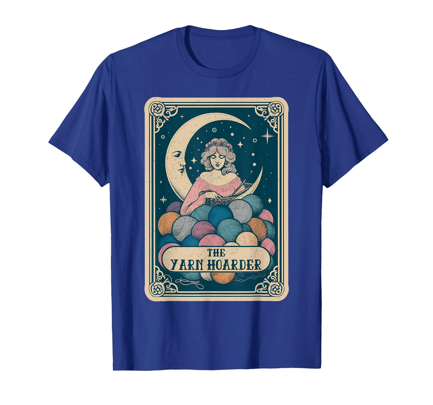 Vintage Gothic Tarot Card Yarn Hoarder Knitter Crochet Lover T-Shirt