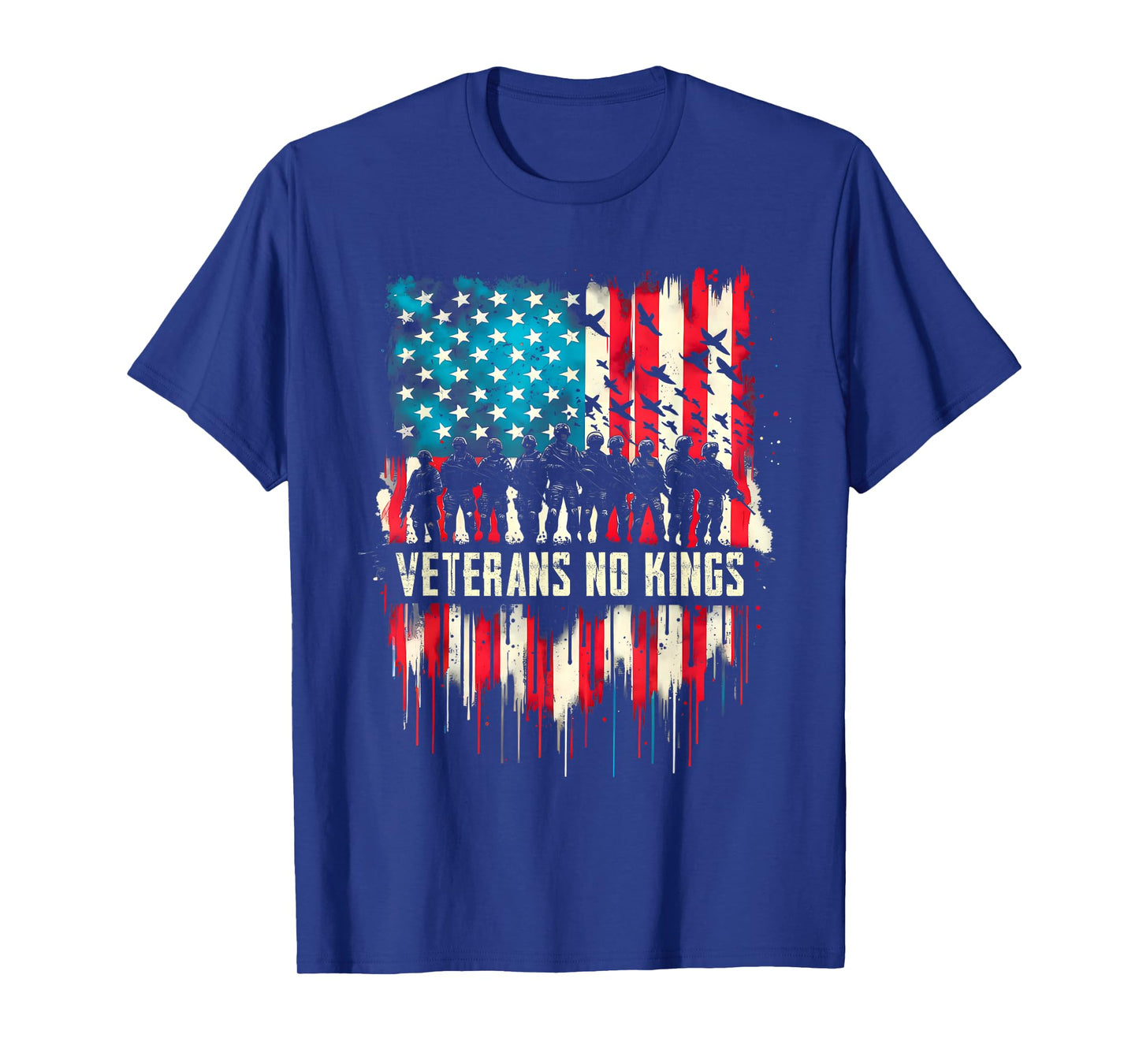 Veterans No Kings Vintage America Flag Veterans T-Shirt