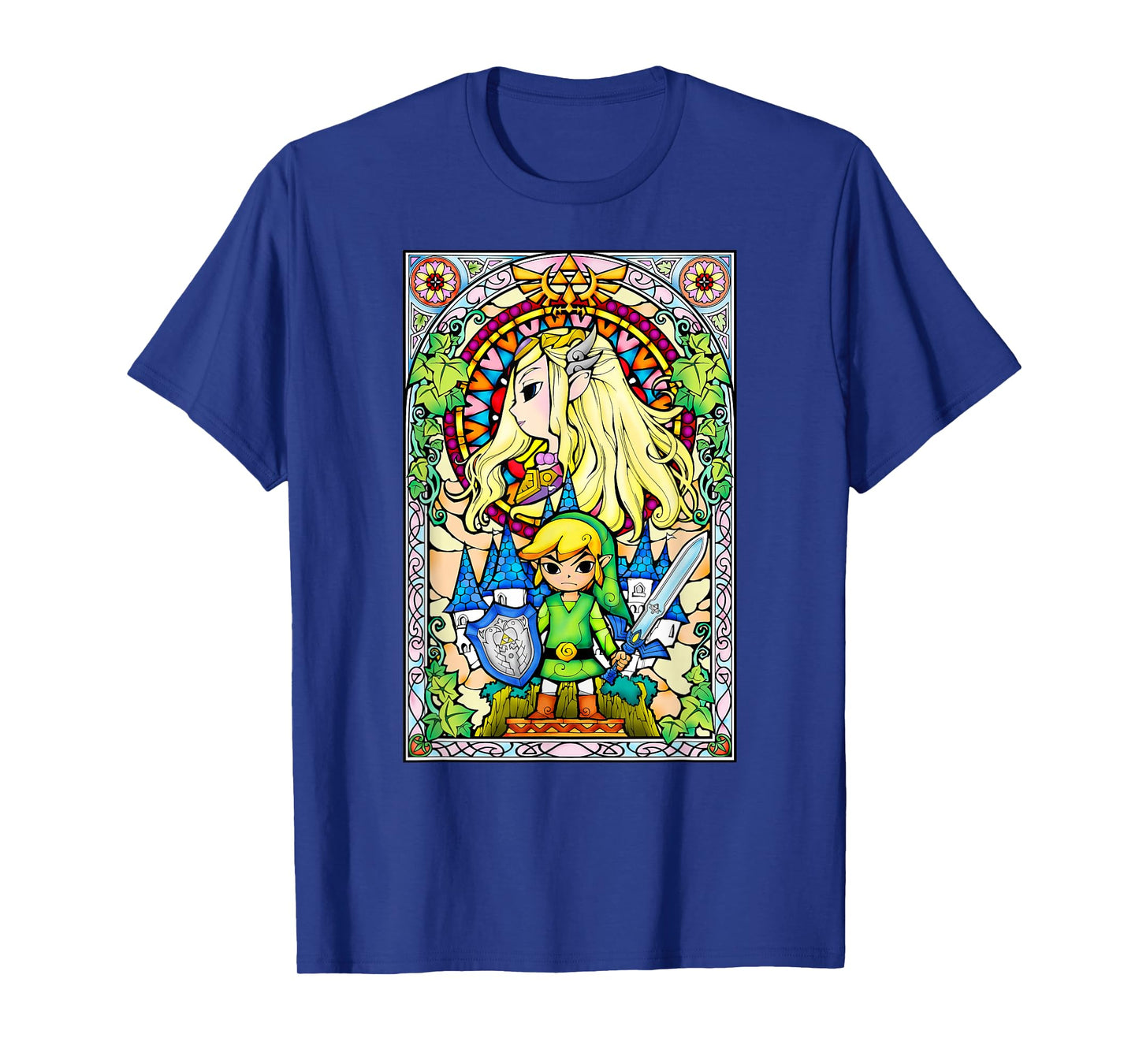 Nintendo Zelda Link & The Princess Stained Glass T-Shirt T-Shirt