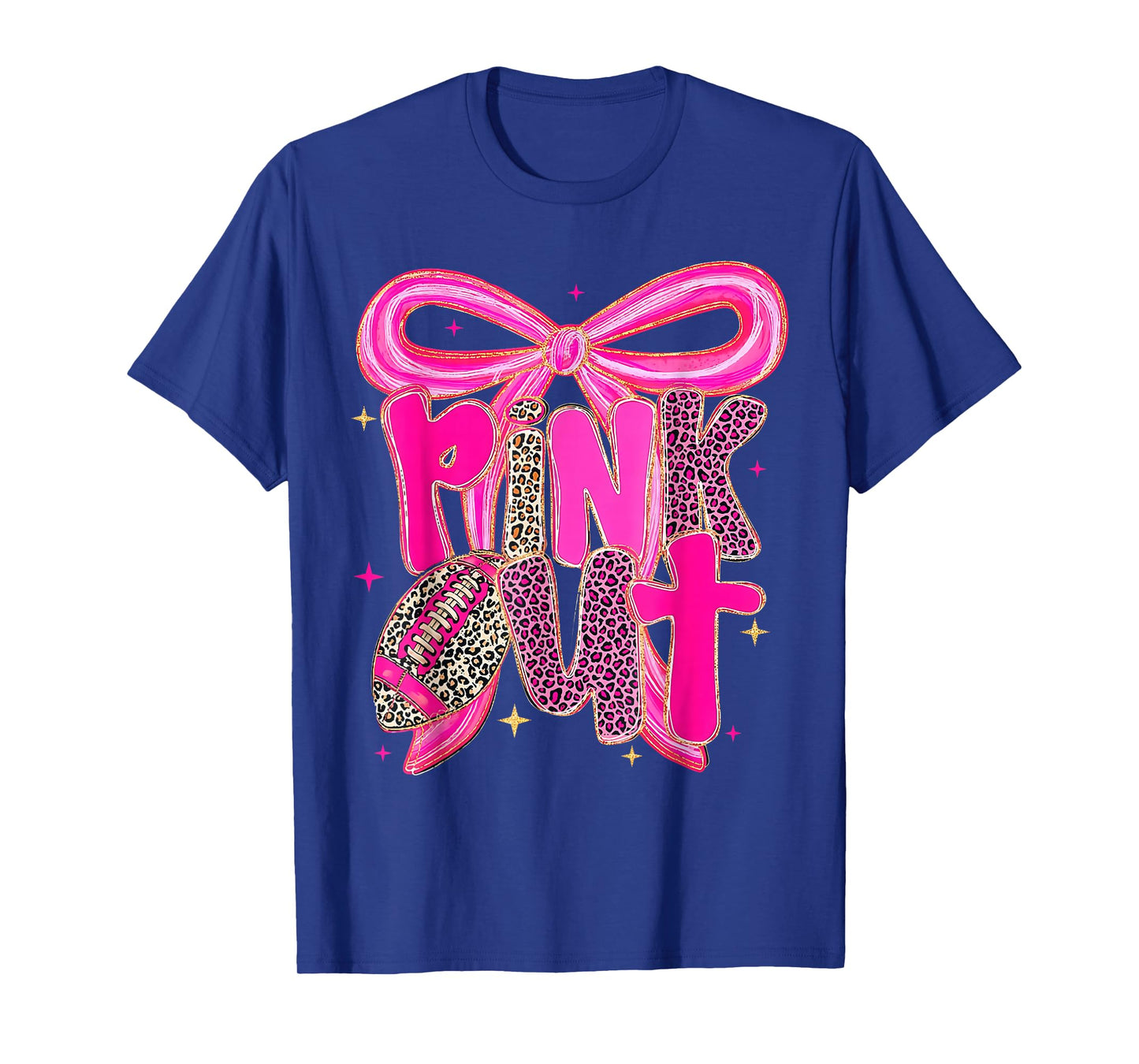 Pink Out Football Bow Preppy Breast Cancer Awareness Women T-Shirt