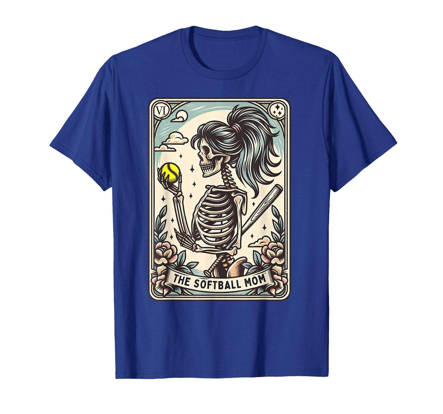 Softball Mom Tarot Card Skeleton Softball Mama Mothers Day T-Shirt