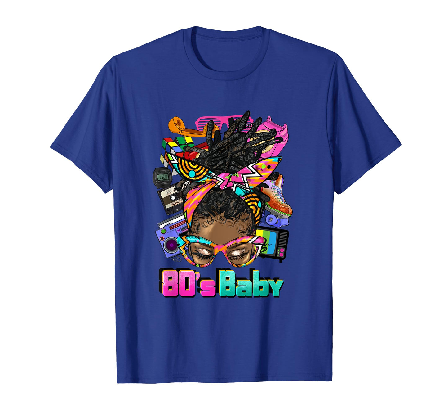 80's Baby Afro Messy Bun African American 1980's Retro T-Shirt