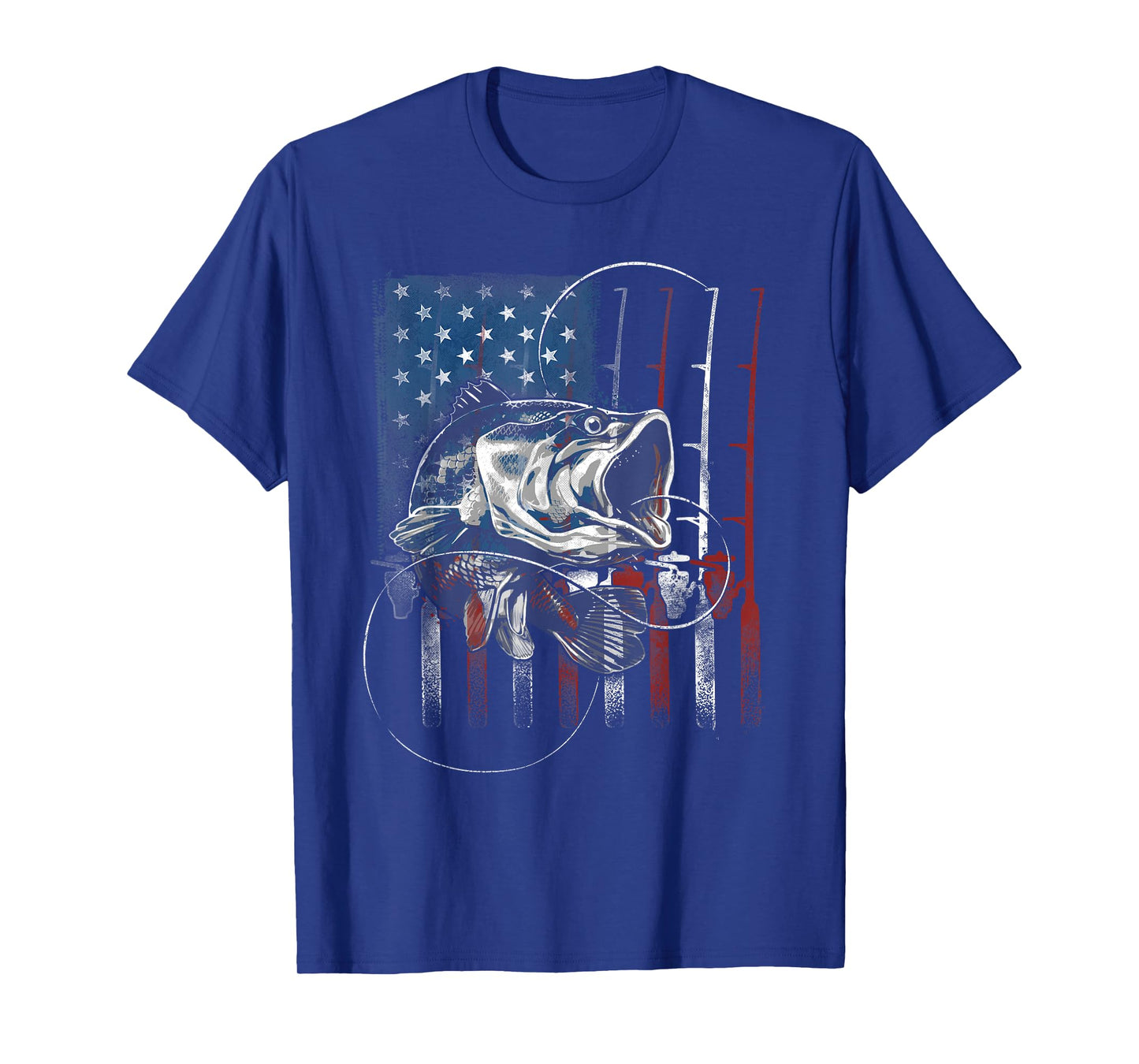 Fishing American Flag Vintage USA Bass Fisherman Gift T-Shirt