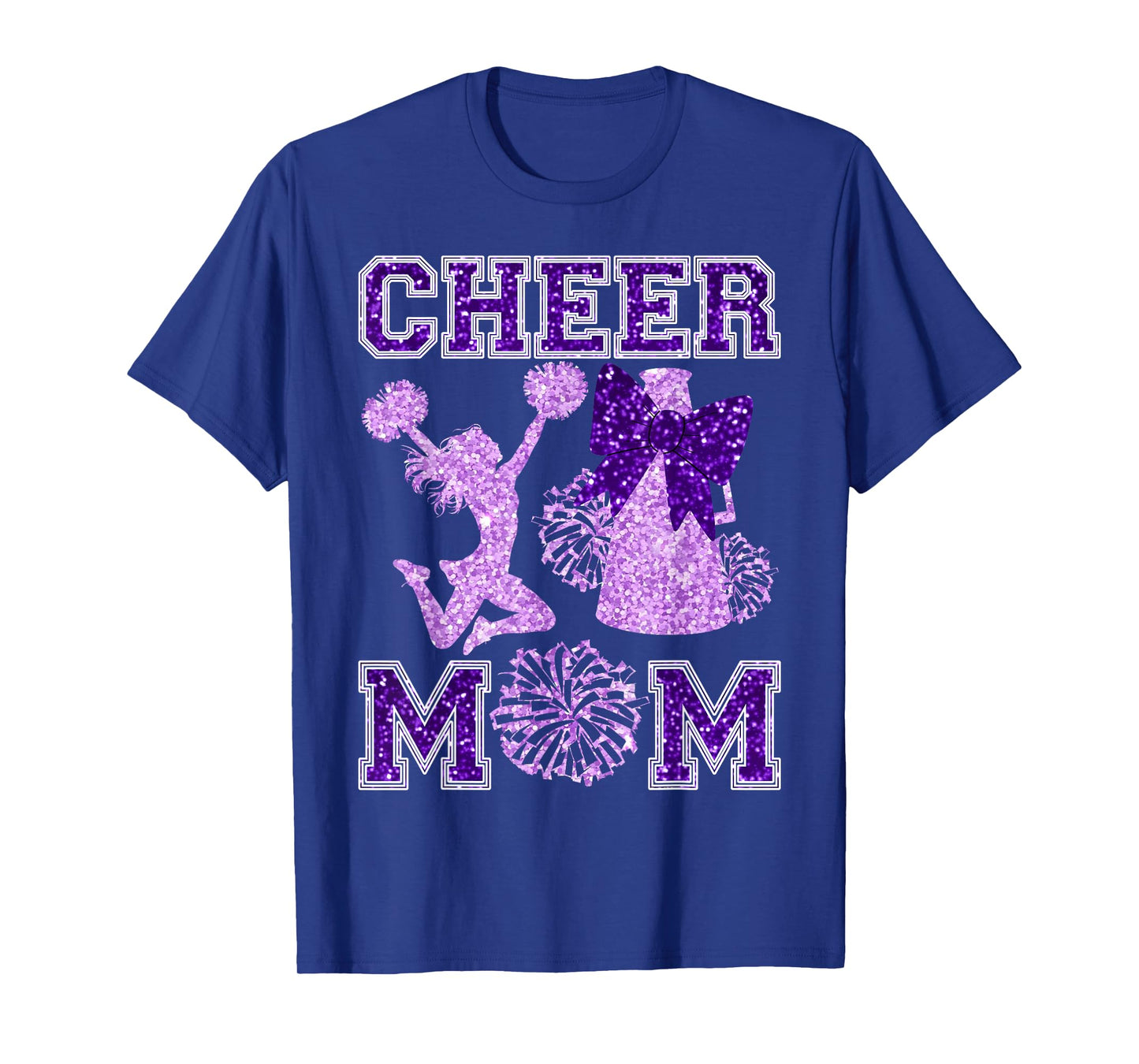 Cheer Mom Mama Bow Sport Cheerleader Cheerleading Purple T-Shirt
