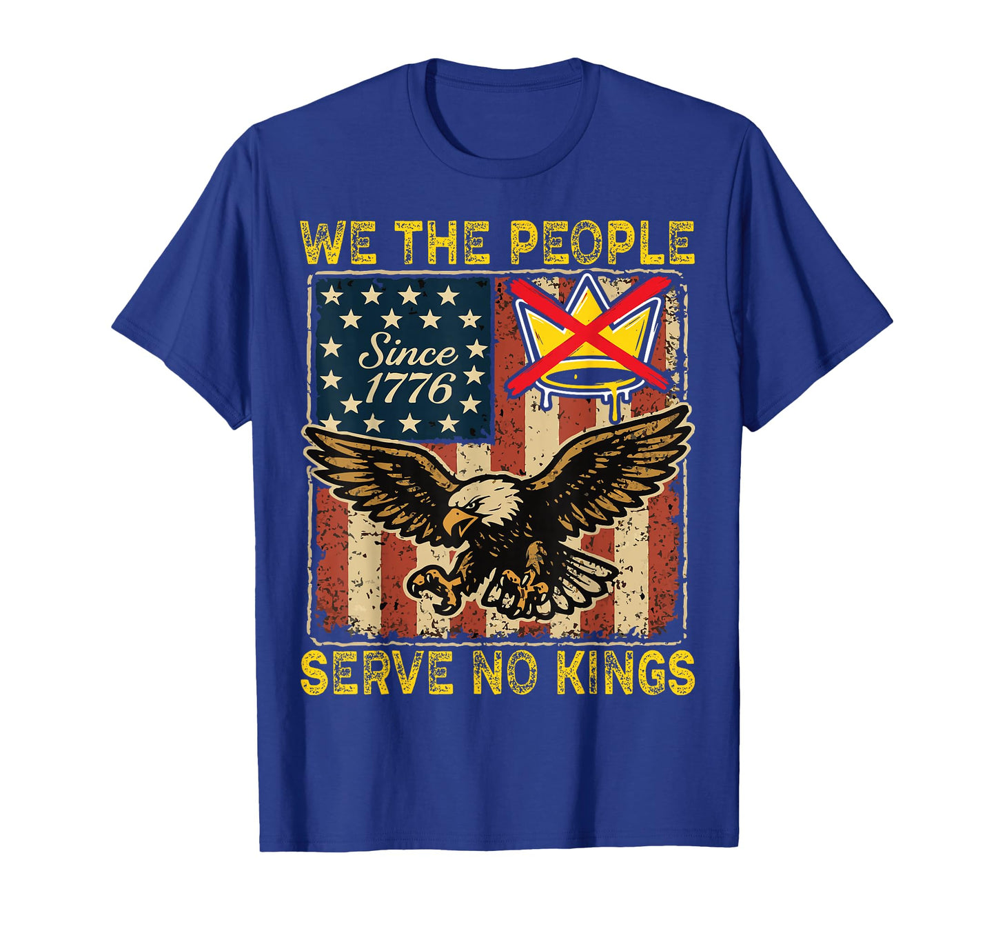 Vintage Serve No Kings Patriotic Freedom Anti Tyranny Quote T-Shirt