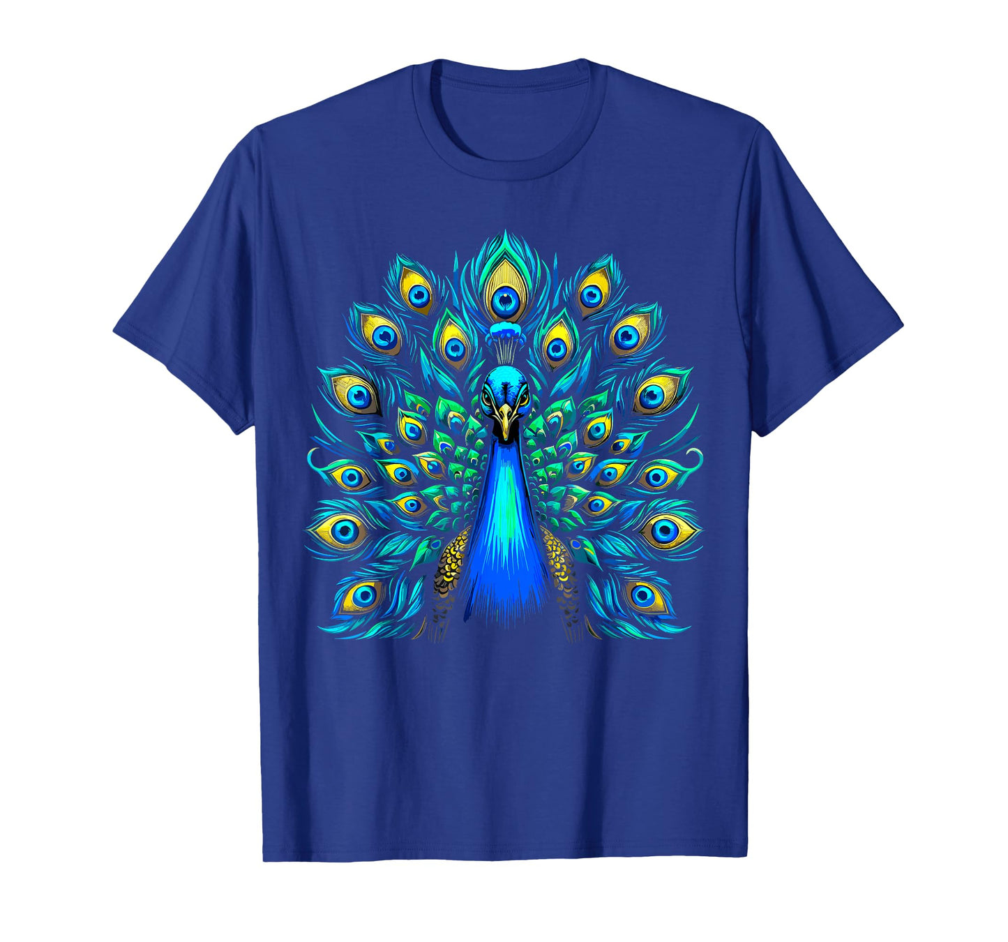 Blue Peacock Colorful Teal Feathers Bird T-Shirt