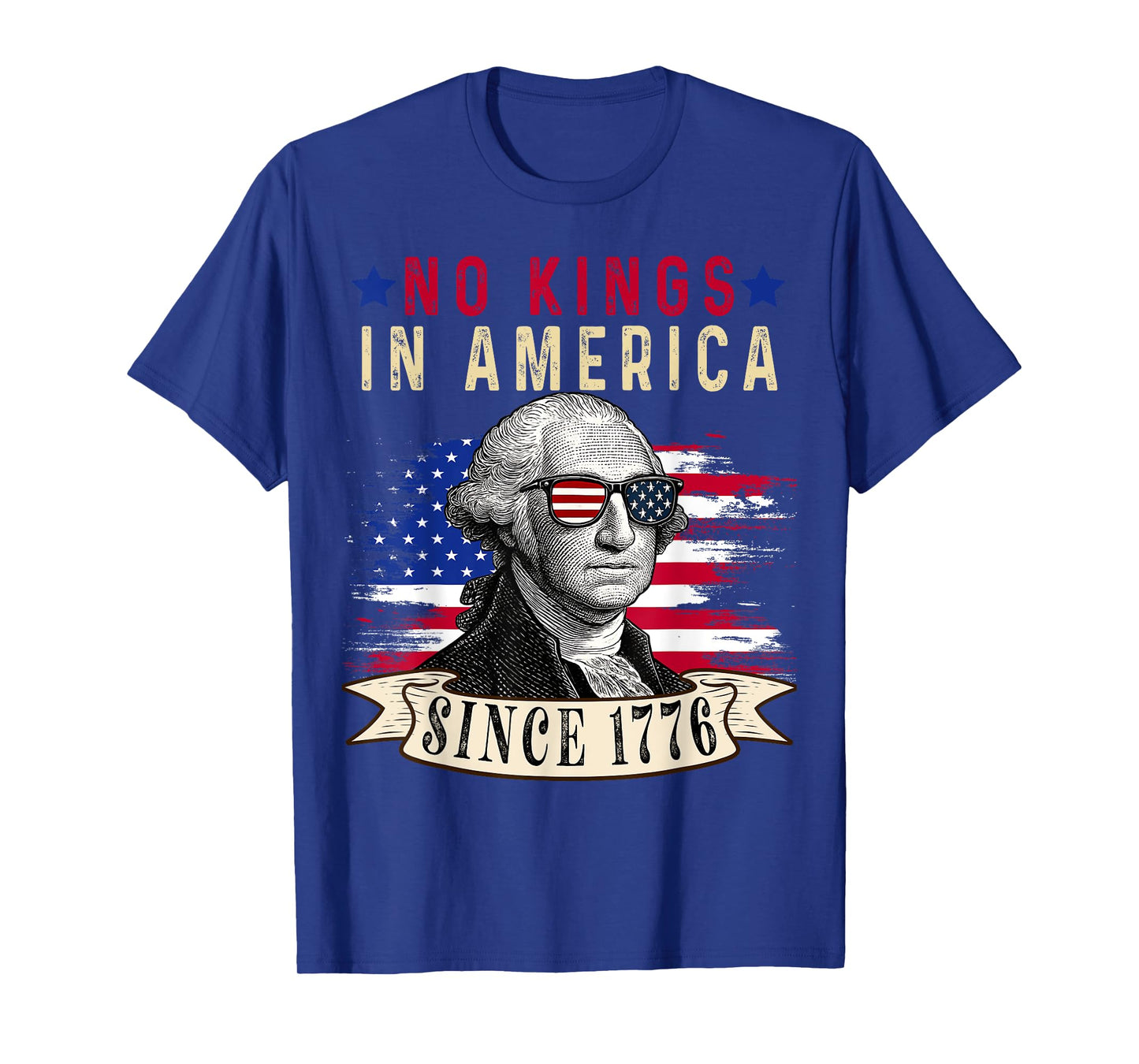 No Kings in America Since 1776 Distressed USA Flag Vintage T-Shirt