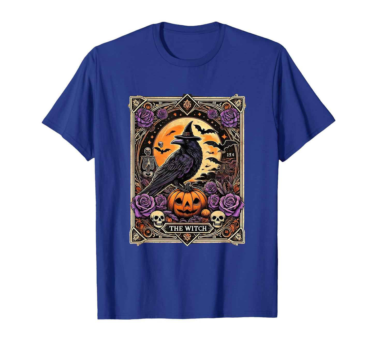 Vintage Gothic The Witch Black raven Tarot Card Halloween T-Shirt